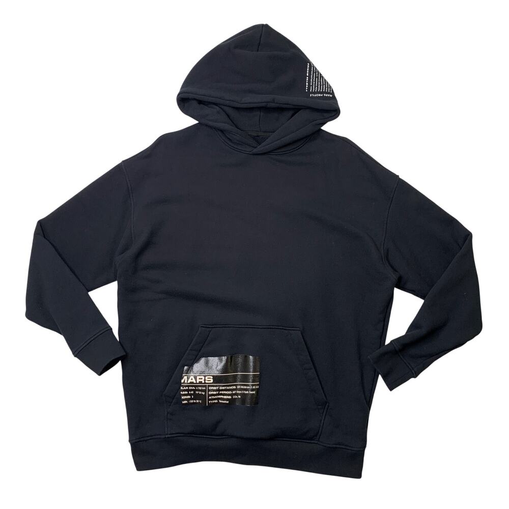 TTSWTRS Hoodie Men XS Black Mars Profile Earth Series Cotton Oversize Sweatshirt
